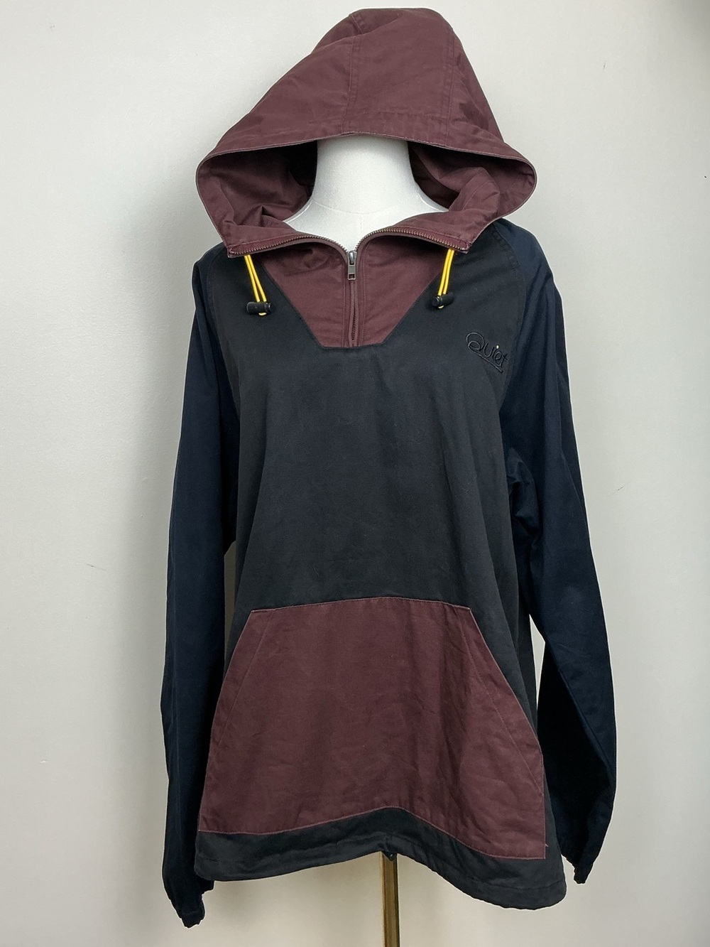 The Quiet Life Mens Colorblock Windy Anorak 1/4 Pullover Jacket
 kangaroo pouch